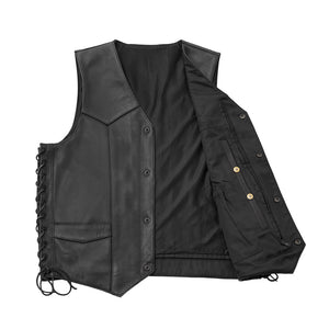 Deadwood Men's Motorcycle Western Style Leather Vest Men's Western Vest First Manufacturing Company