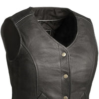 Derringer Women's Motorcycle Leather Vest Women's Leather Vest First Manufacturing Company