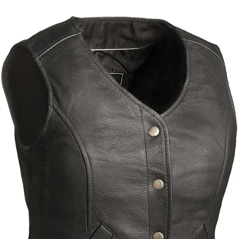 Derringer Women's Motorcycle Leather Vest Women's Leather Vest First Manufacturing Company