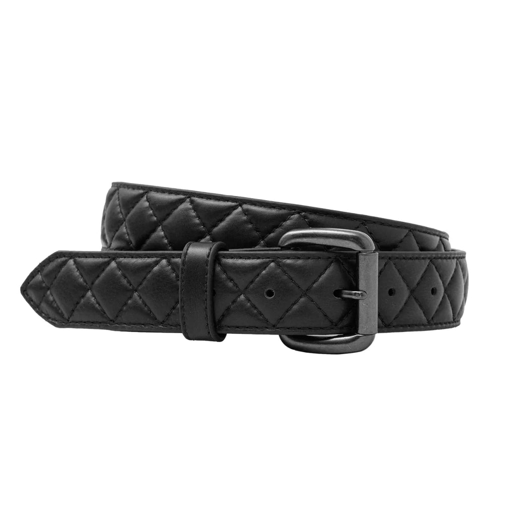 Diamond Quilted Leather Belt Belt First Manufacturing Company Black 32 