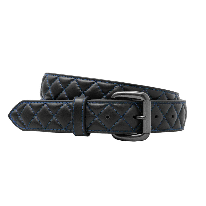 Diamond Quilted Leather Belt Belt First Manufacturing Company Blue 32