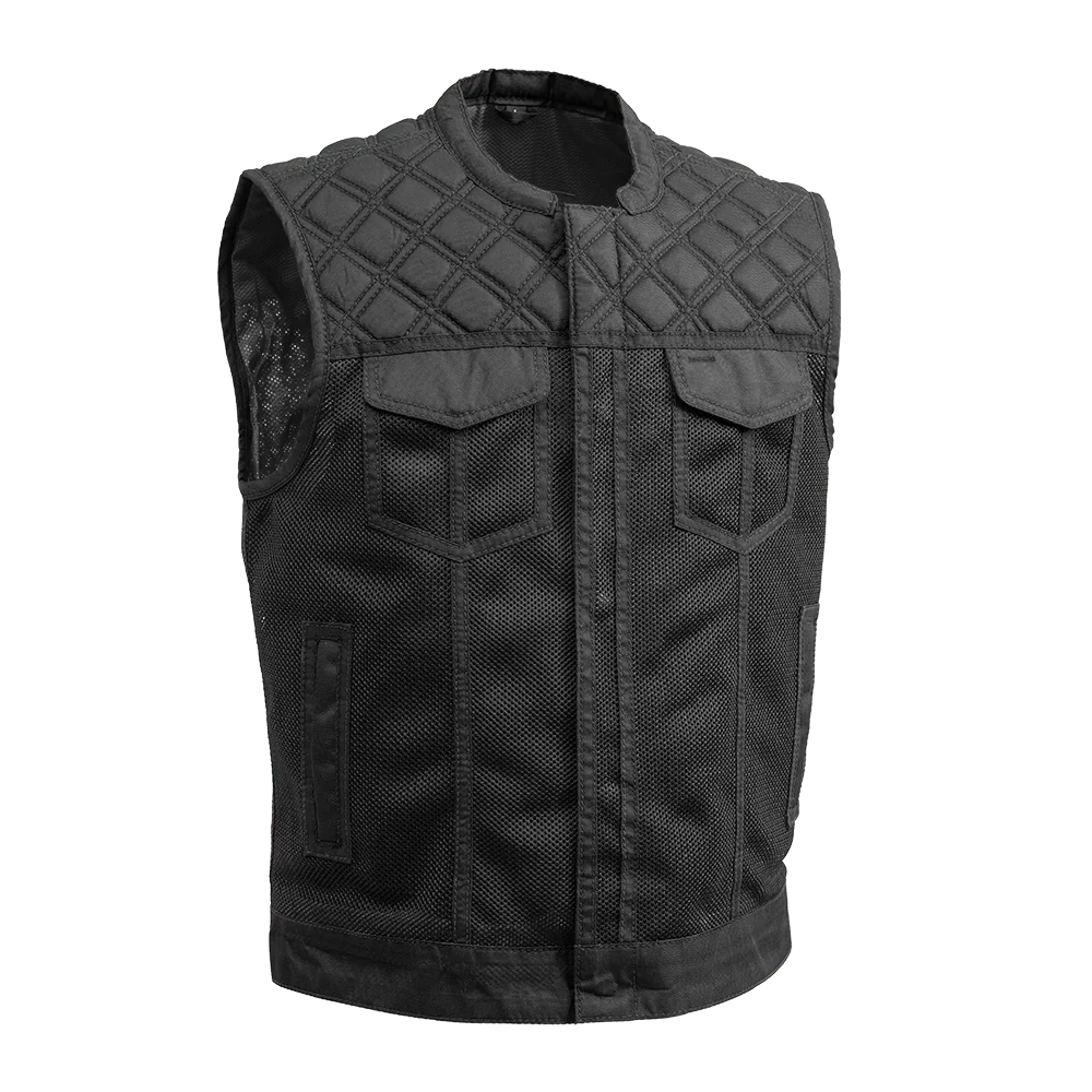 Downside Moto Mesh Men's Motorcycle Vest Men's Leather Vest First Manufacturing Company Black S 