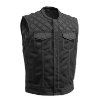 Downside Moto Mesh Men's Motorcycle Vest Men's Leather Vest First Manufacturing Company Black S 