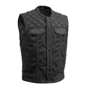 Downside Moto Mesh Men's Motorcycle Vest Men's Leather Vest First Manufacturing Company Black S 