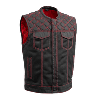 Downside Moto Mesh Men's Motorcycle Vest Men's Leather Vest First Manufacturing Company Red S 