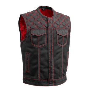 Downside Moto Mesh Men's Motorcycle Vest Men's Leather Vest First Manufacturing Company Red S 