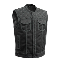 Downside Moto Mesh Men's Motorcycle Vest Men's Leather Vest First Manufacturing Company Gray S 