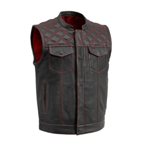 Downside Perforated Men's Motorcycle Leather Vest Men's Leather Vest First Manufacturing Company Red S 