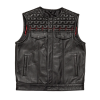 EKG Men's Leather Motorcycle Vest (Limited Edition)  First Manufacturing Company Black S 