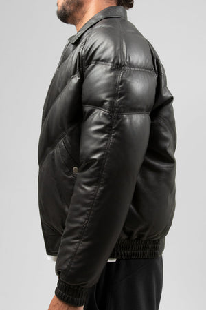 Ezra Mens Puffer Leather Jacket Men's Leather Puffer Jacket Whet Blu NYC   