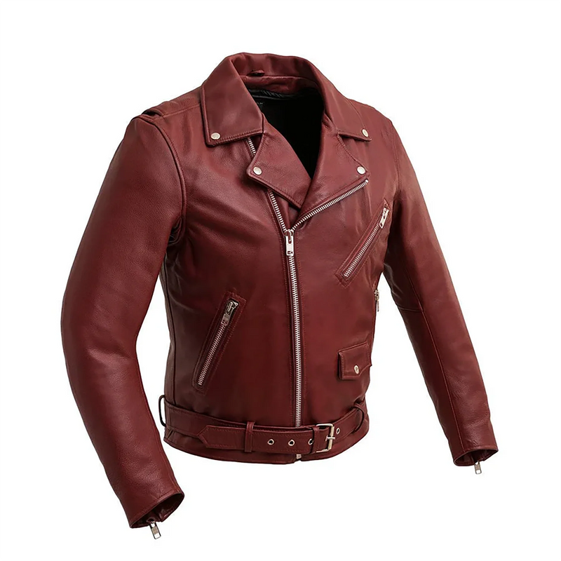 Fillmore Men's Motorcycle Leather Jacket Men's Leather Jacket First Manufacturing Company Oxblood XS