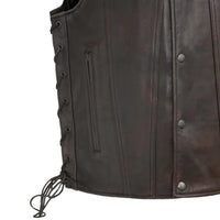 High Roller Men's Motorcycle Leather Vest Men's Leather Vest First Manufacturing Company