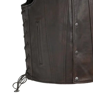 High Roller Men's Motorcycle Leather Vest Men's Leather Vest First Manufacturing Company