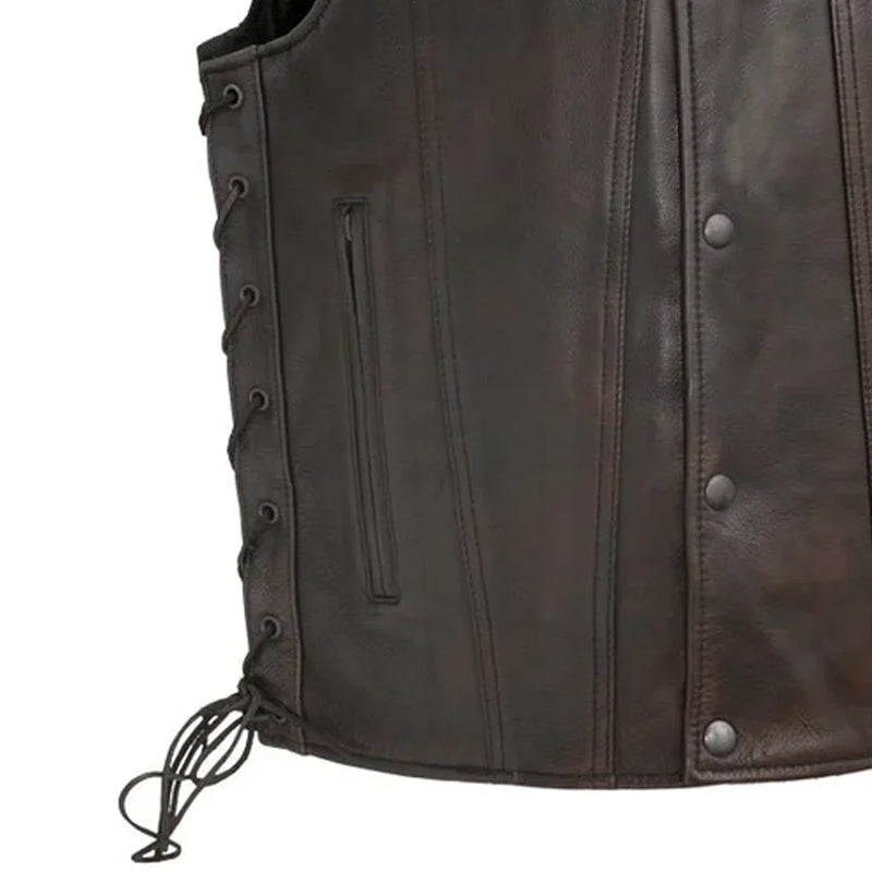 High Roller Men's Motorcycle Leather Vest Men's Leather Vest First Manufacturing Company