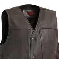 High Roller Men's Motorcycle Leather Vest Men's Leather Vest First Manufacturing Company