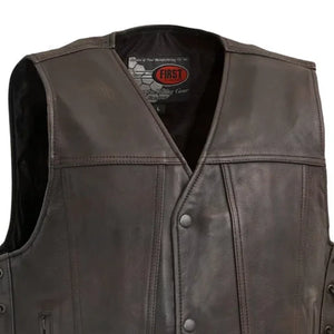 High Roller Men's Motorcycle Leather Vest Men's Leather Vest First Manufacturing Company
