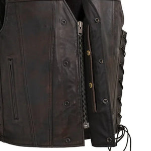 High Roller Men's Motorcycle Leather Vest Men's Leather Vest First Manufacturing Company