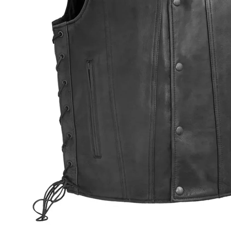 High Roller Men's Motorcycle Leather Vest Men's Leather Vest First Manufacturing Company