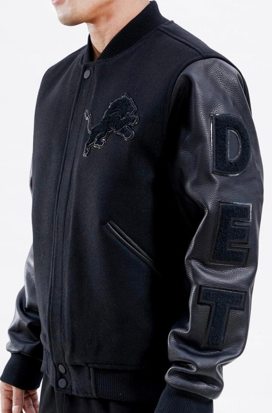 Pro Standard Detroit Lions Varsity Jacket - Black on Black