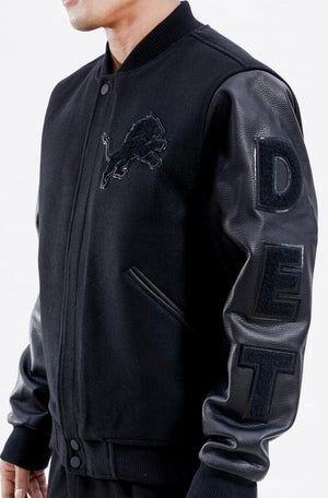 Pro Standard Detroit Lions Varsity Jacket - Black on Black - 2/tone rib