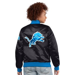 Exclusive: Ladies Detroit Lions ShowTime Satin Jacket - Black