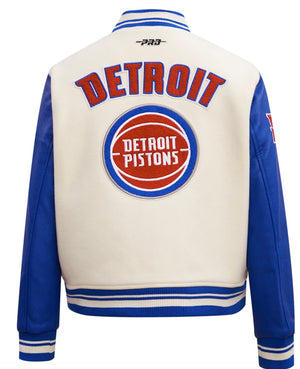 Ladies Pro Standard Detroit Pistons Retro Varsity Jacket