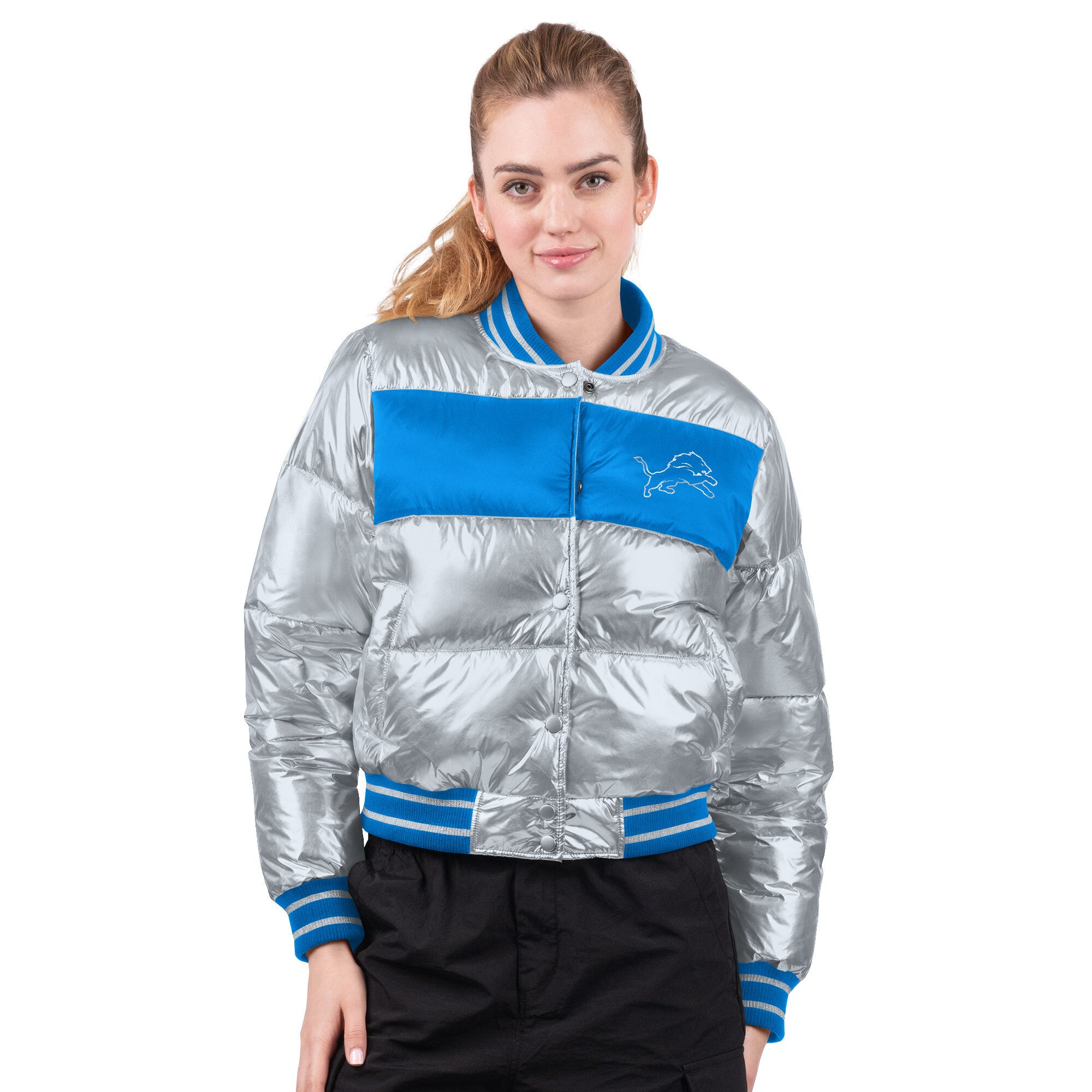 Ladies Detroit Lions Puffer Jacket – DS Online - Main Image