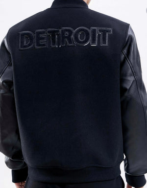 Pro Standard Detroit Lions Varsity Jacket - Black on Black - 2/tone rib