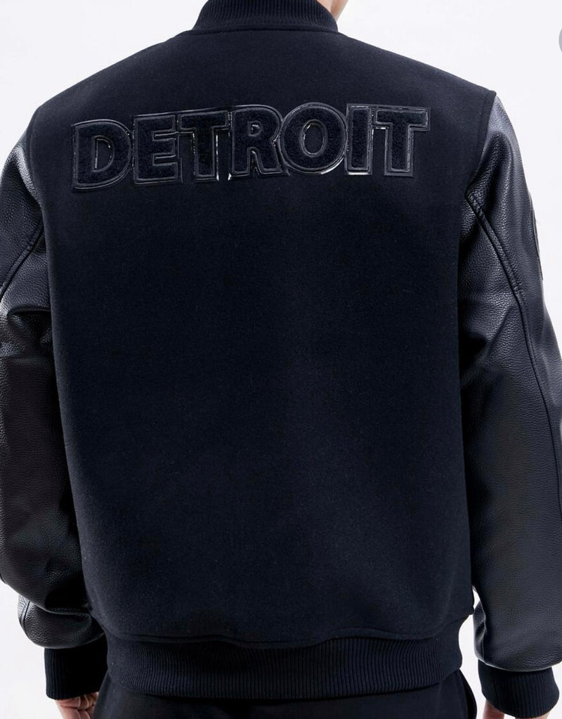 Pro Standard Detroit Lions Varsity Jacket - Black on Black