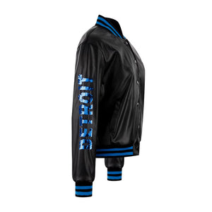 Ladies Detroit Lions Bling Faux Leather Jacket