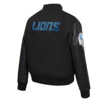 Ladies Pro Standard Detroit Lions Bling Varsity Jacket - Black on Black