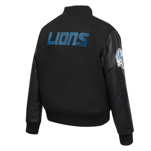 Ladies Pro Standard Detroit Lions Bling Varsity Jacket - Black on Black