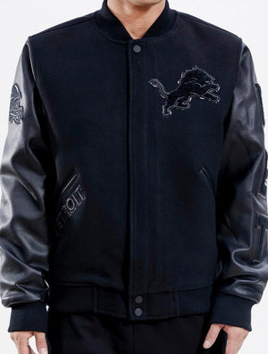 Pro Standard Detroit Lions Varsity Jacket - Black on Black