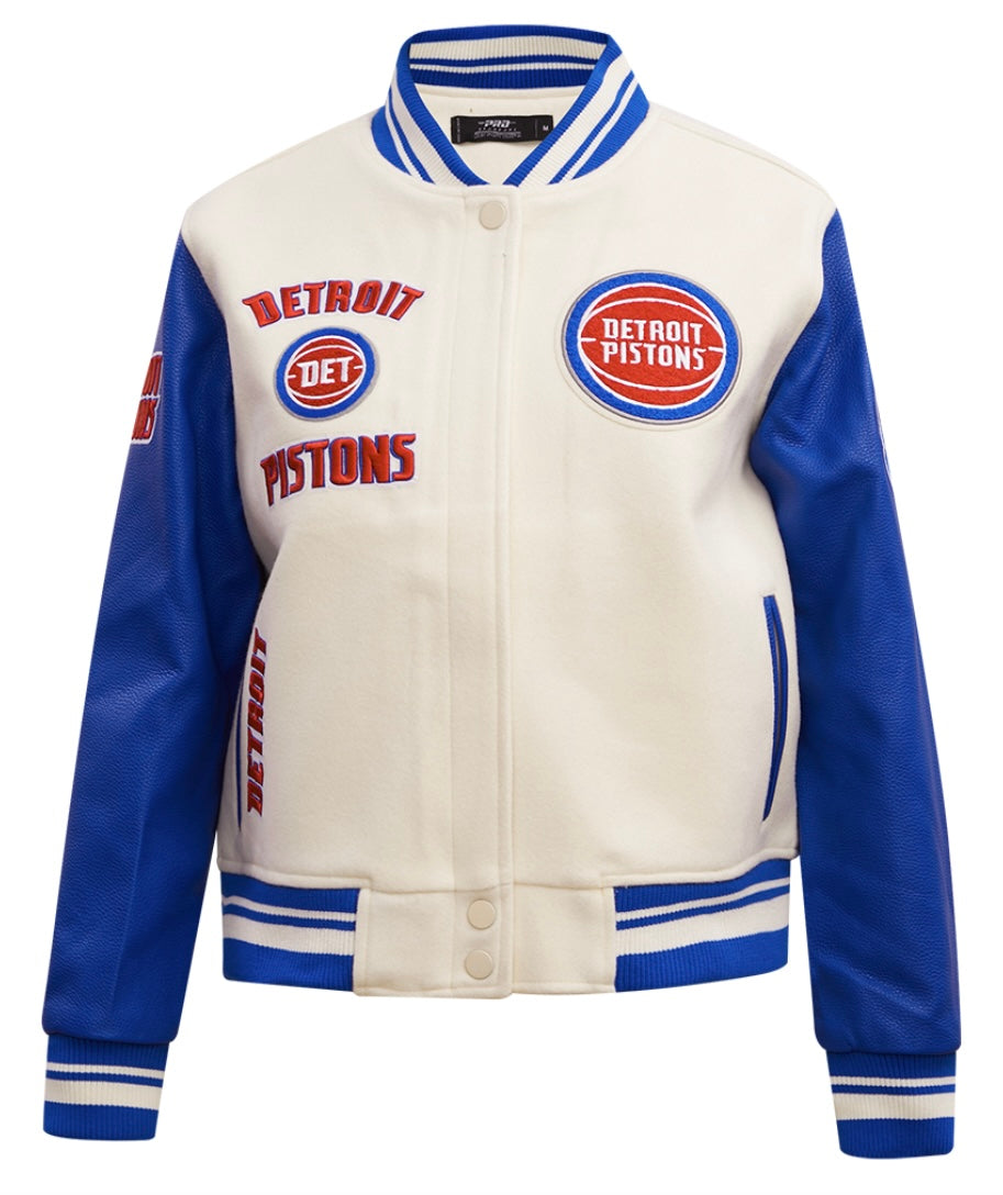 Ladies Pro Standard Detroit Pistons Retro Varsity Jacket