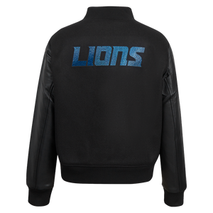 Ladies Pro Standard Detroit Lions Bling Varsity Jacket - Black on Black