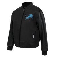 Ladies Pro Standard Detroit Lions Bling Varsity Jacket - Black on Black