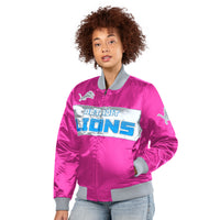 Exclusive: Ladies Detroit Lions ShowTime Satin Jacket - Black