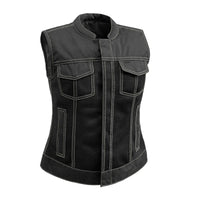 Jessica Moto Mesh Women's Motorcycle Vest Women's Vest First Manufacturing Company Black Grey XS 