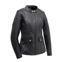 Jewel - Women's Motorcycle Leather Jacket Women's Leather Jacket First Manufacturing Company Black XS