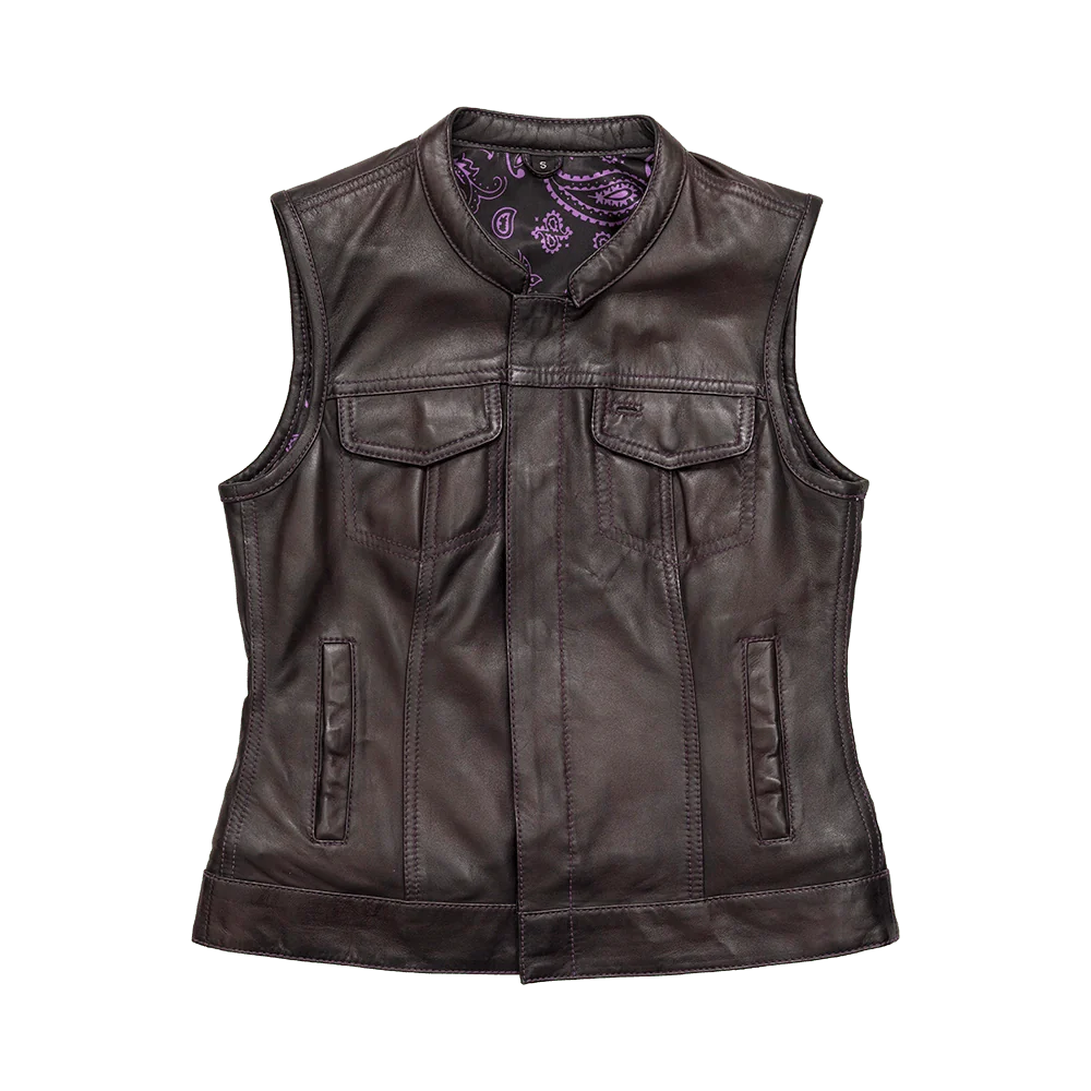 Keystone Women’s Motorcycle Vest Limited Edition Women's Leather Vest First Manufacturing Company Purple XS