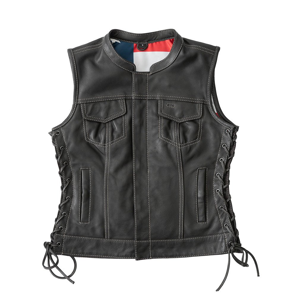 Liberty Women's Club Style Motorcycle Leather Vest - Limited Edition Factory Customs First Manufacturing Company S  