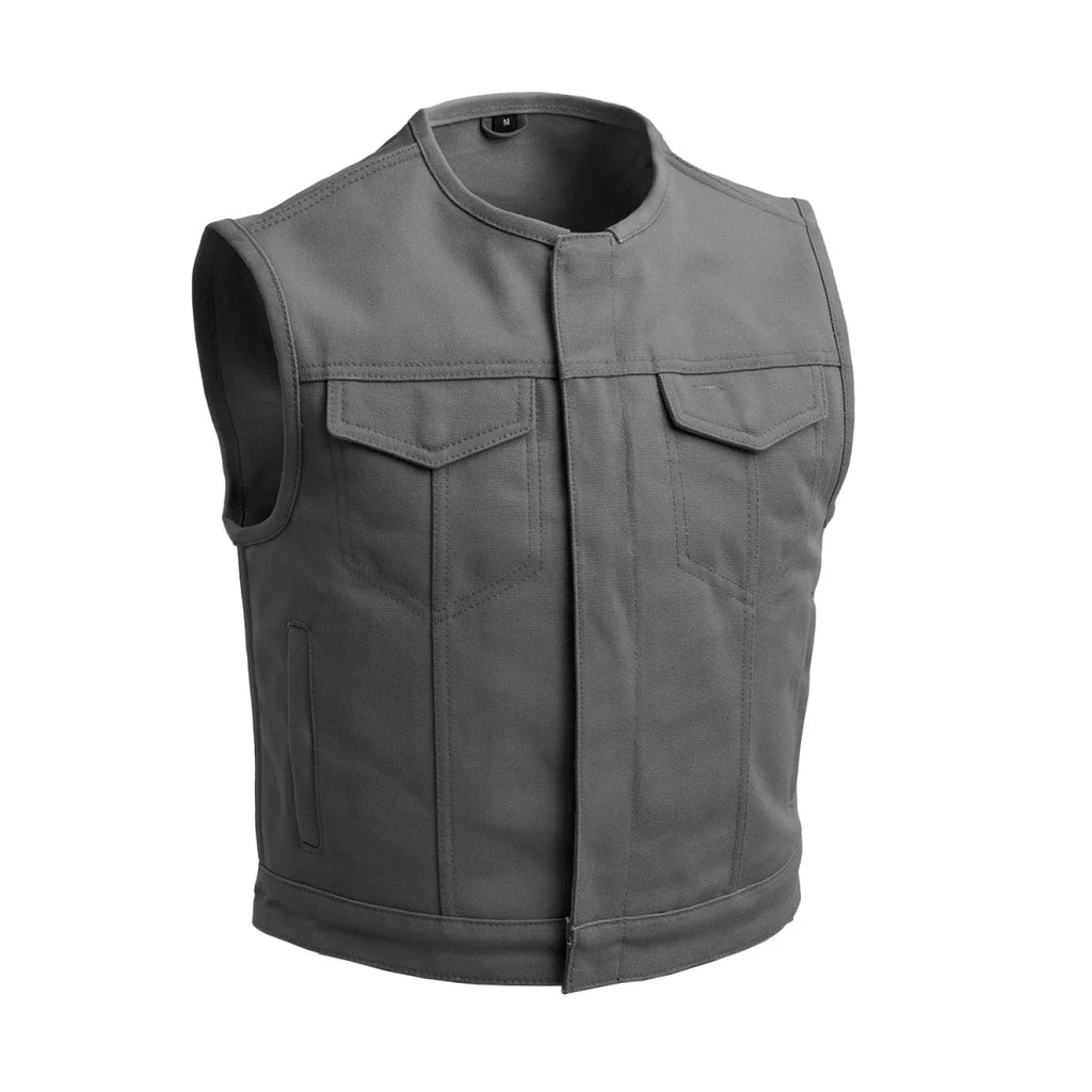 Lowside Men's Motorcycle Canvas Vest (Grey) Men's Canvas Vests First Manufacturing Company Grey S