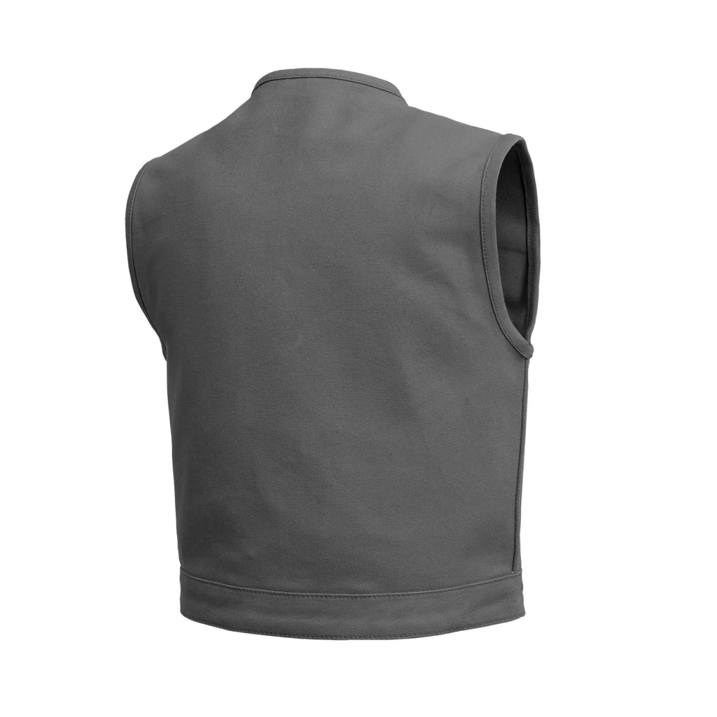 Lowside Men's Motorcycle Canvas Vest (Grey) Men's Canvas Vests First Manufacturing Company   