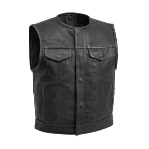 Lowside Men's Perforated Motorcycle Leather Vest Men's Leather Vest First Manufacturing Company Black S 