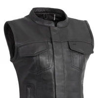 Ludlow Women's Motorcycle Leather Vest Women's Leather Vest First Manufacturing Company
