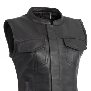 Ludlow Women's Motorcycle Leather Vest Women's Leather Vest First Manufacturing Company