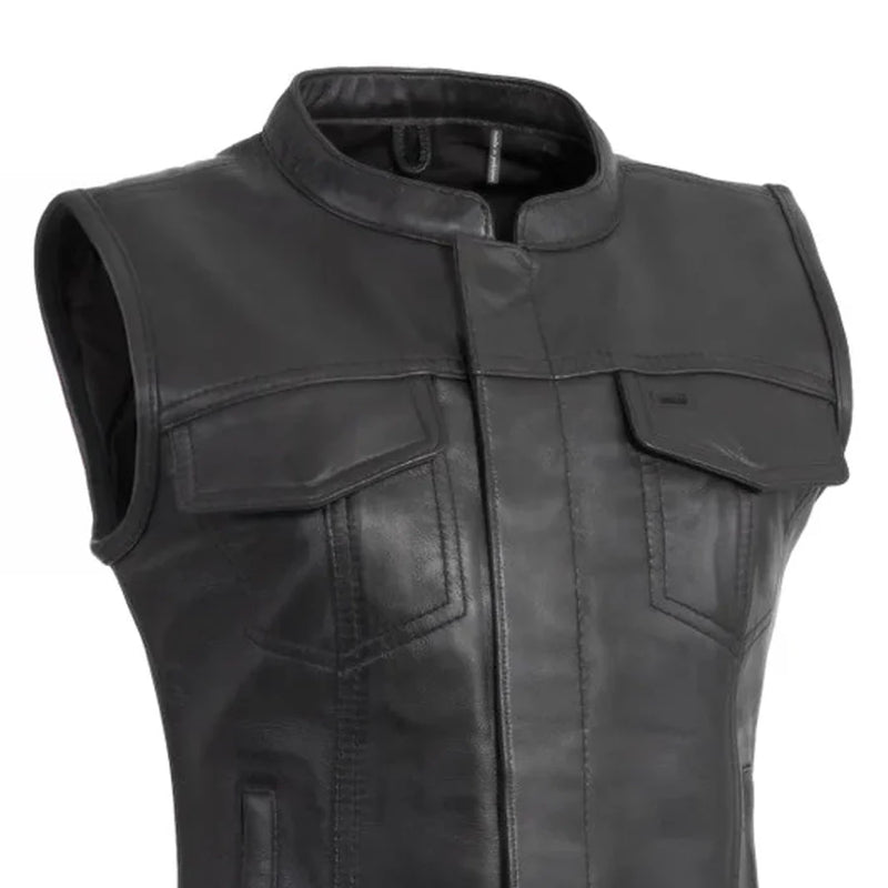 Ludlow Women's Motorcycle Leather Vest Women's Leather Vest First Manufacturing Company