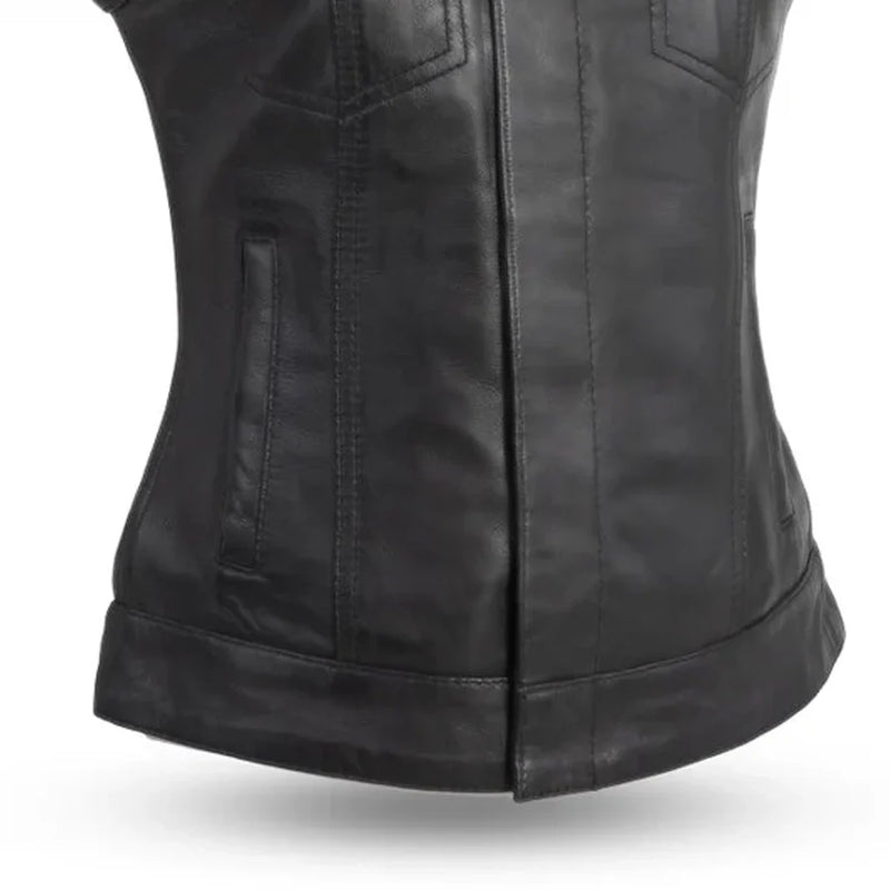 Ludlow Women's Motorcycle Leather Vest Women's Leather Vest First Manufacturing Company
