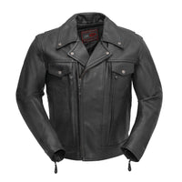 Mastermind Men's Motorcycle Leather Jacket Men's Leather Jacket First Manufacturing Company Standard Black S