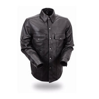 Milestone - Men's Leather Motorcycle Shirt Men's Shirt First Manufacturing Company Black S 